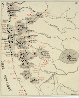Répartition géographique des cas de peste en Inde le long du Golfe Persique en 1898