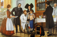 Joseph Meister se fait vacciner en présence de Louis Pasteur