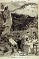 Illustration allégorique Pasteur et Roux
