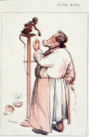 Caricature d'Elie Metchnikoff signé Hema, 1908