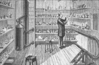 Louis Pasteur dans l'étuve des cultures de microbes à l'Ecole Normale Supérieure