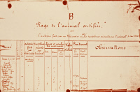 Première page du registre des mordus vaccinés contre la rage en 1885
