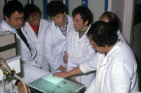 Equipe Jean-Claude Chermann et Françoise Barré-Sinoussi en 1986
