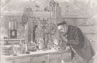 Louis Pasteur dans son laboratoire de l'Ecole Normale Supérieure à Paris.