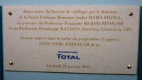 Plaque "Fondation total" Rénovation des Laboratoires de Virologie du Centre Pasteur du Cameroun