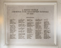 Plaque avec liste des grands donateurs de 1921 à 1935
