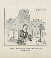 "Pasteur inventant un canon pour mitrailler les microbes"