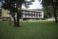 Façade du bâtiment principal de l'Institut Pasteur de Bangui