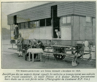 "Un wagon laboratoire aux Indes, pendant l'épidémie de 1896."