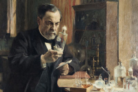 Huile sur toile d'Albert Edelfelt réalisée en 1886 montrant Louis Pasteur dans son laboratoire de l'Ecole normale supérieure en 1885