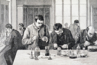 Travaux pratiques à l'Institut Pasteur en 1896