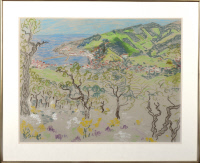 Paysage de Banyuls, peinture d'André Lwoff ( 1902-1994 )