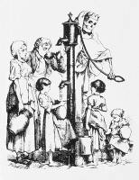 Dessin satirique de 1866 illustrant la diffusion du choléra