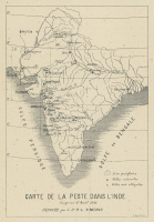 "Carte de la peste dans l'Inde jusqu'au 1er août 1898...