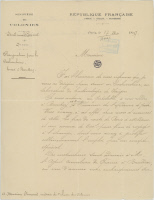 Lettre du Ministre des Colonies à Paul-Louis Simond pour servir en Cochinchine.
