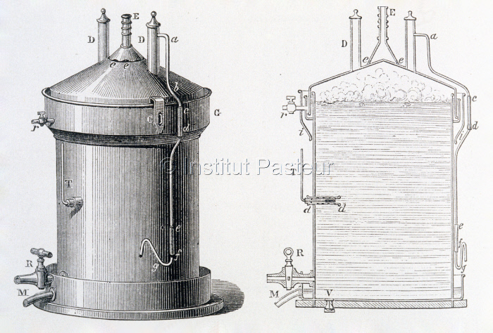 Appareil conçu par Louis Pasteur pour fabriquer le moût de bière à l'abri de l'air atmosphérique