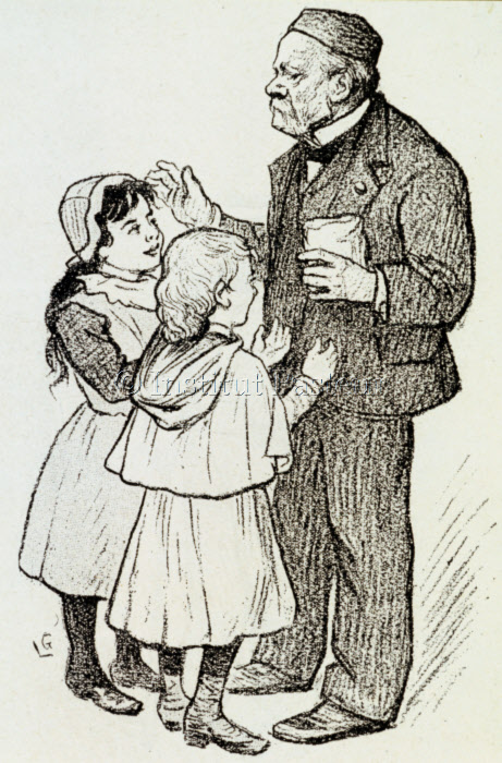 Louis pasteur et 2 petites filles