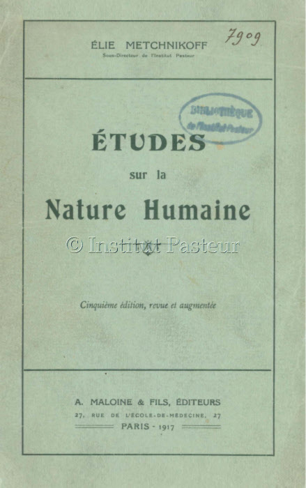 Couverture de "Études sur la nature humaine" par Elie Metchnikoff.