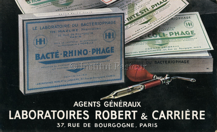 Carte postale de commande de spécialités pharmaceutiques de bactériophages.