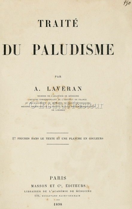 "Traité du paludisme" par Alphonse Laveran en 1898