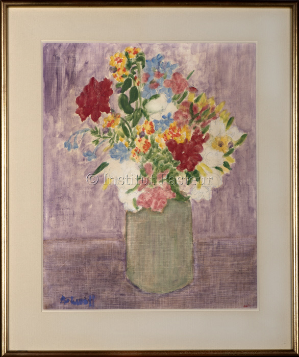 " Bouquet multicolore " ou " Bouquet rose ", peinture d'André Lwoff ( 1902-1994 )