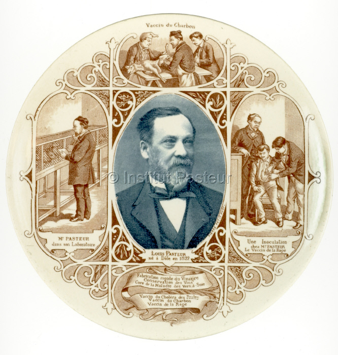 Assiette illustrée à l'effigie de Louis Pasteur