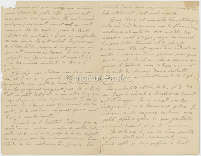 Lettre d'Alexandre Yersin à sa mère datée du 24 juin 1894. Pages 2 et 3.